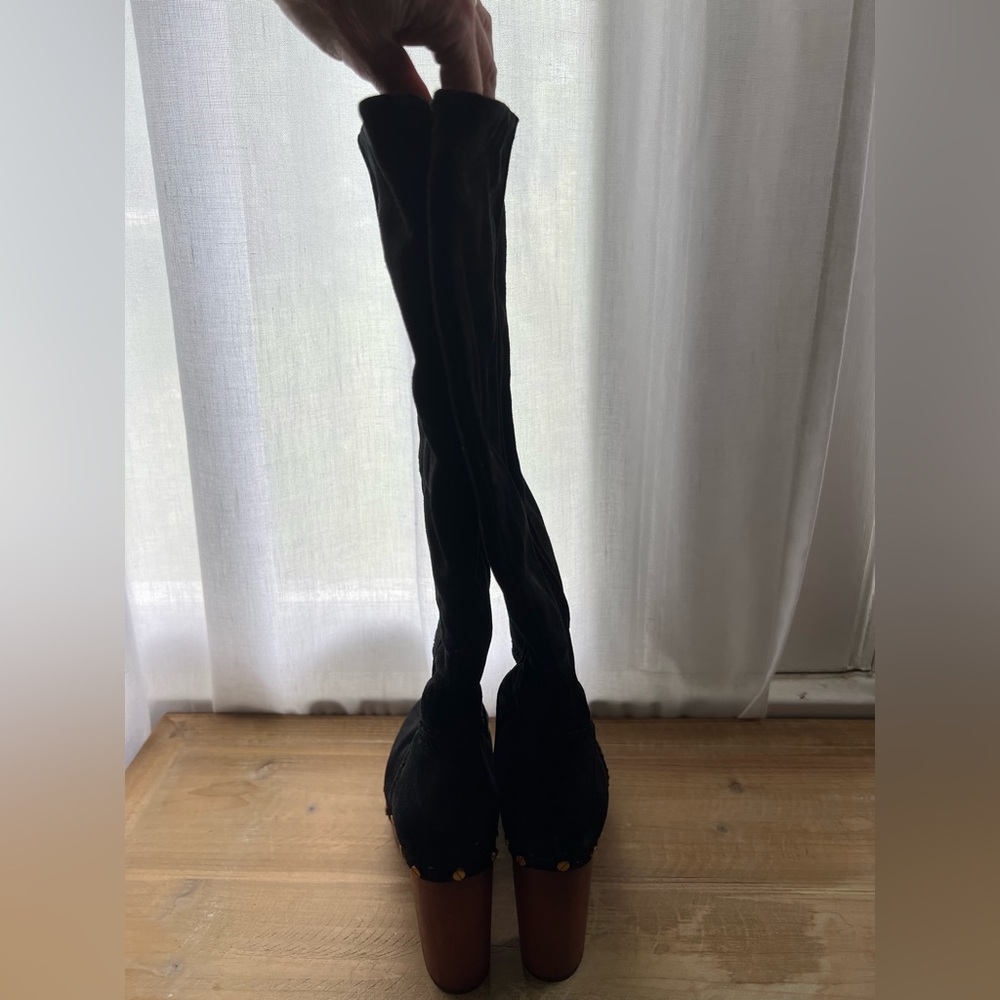 Veronica Beard Glendale Suede Clog Knee Boots in Black Size 7.5 New - Picture 4 of 9
